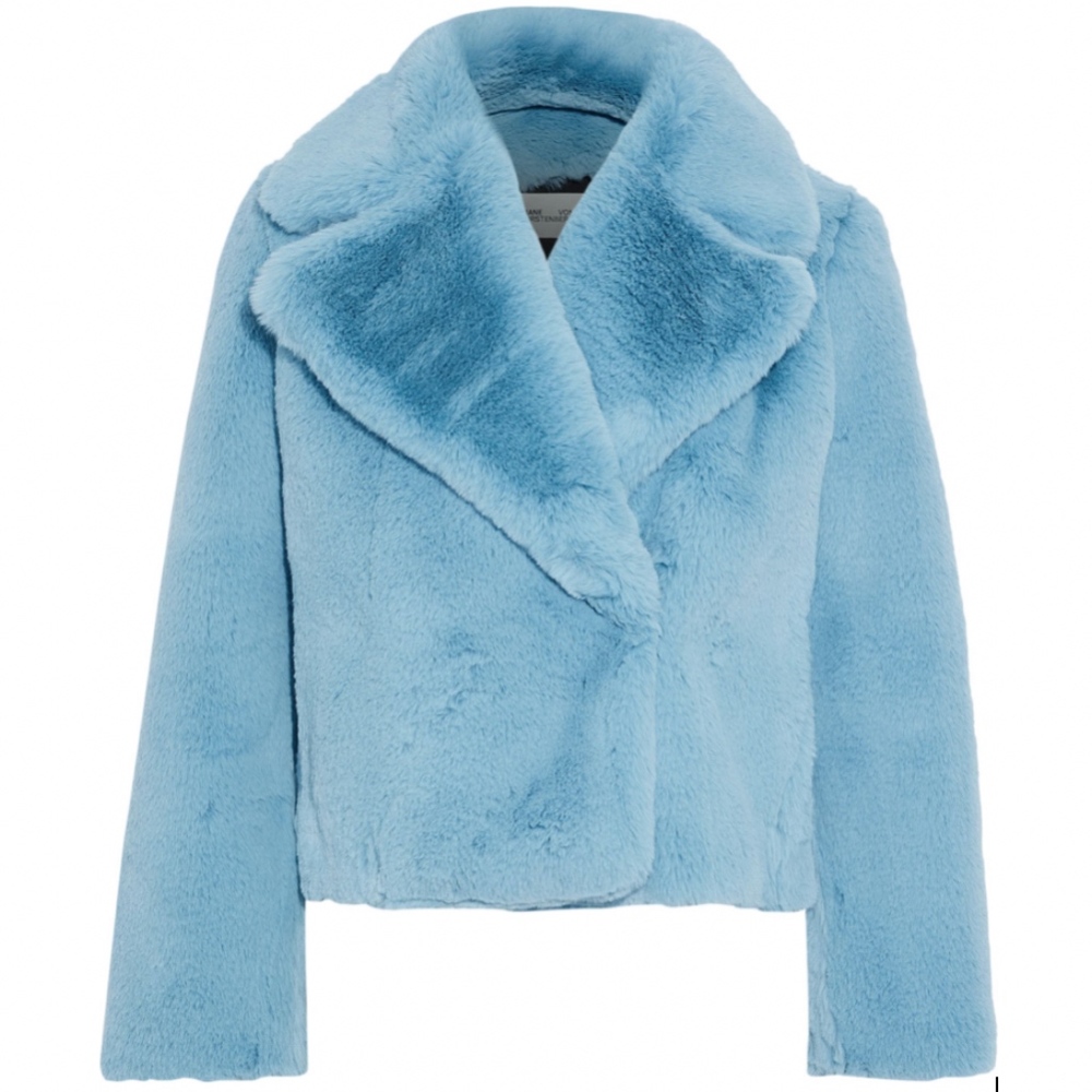 Diane Von Furstenberg Blue Faux Fur Jacket